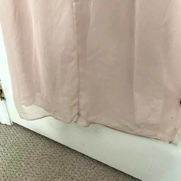 After Six Blush High Neck Chiffon Draped Front Slit Style 6818 Bridesmaid Dress - Picture 14 of 15